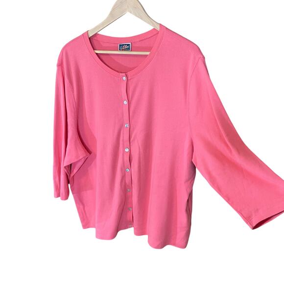 La Cabaña Coral Button Front Cardigan Sweater Women’s XL 3/4 Sleeve - Picture 2 of 6